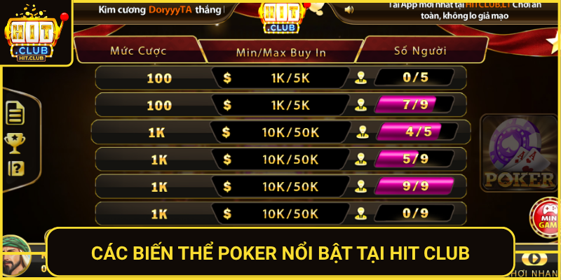 Cac Bien The Poker Noi Bat Tai Hit Club